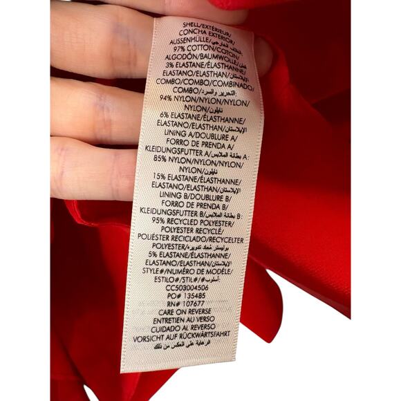 Alice and Olivia Adley Dress Drop Waist Midi Party Cocktail Statement Red Size 6 - Picture 7 of 10